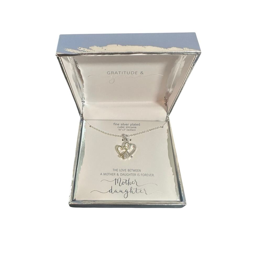 Gratitude & Grace Mom Womens Crystal Pure Silver Over Brass Heart Pendant...